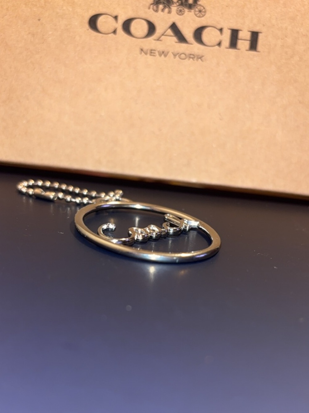 Coach Silver Script Oval Keyring - Picture 3 of 6